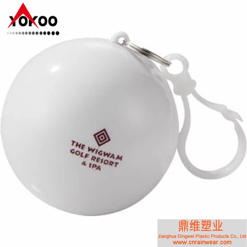 Disposable Poncho Raincoat with Keychain Ball for Promotion