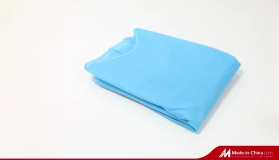 Оптовая продажа изоляционного халата разного размера из синего полипропиленового нетканого материала с трикотажными манжетами, одноразовый изоляционный халат